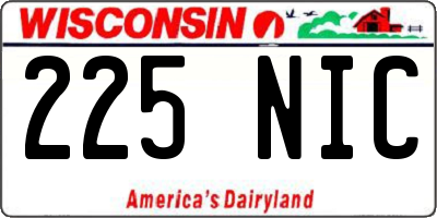WI license plate 225NIC