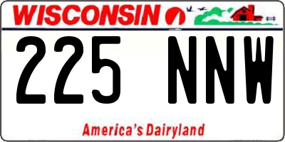 WI license plate 225NNW