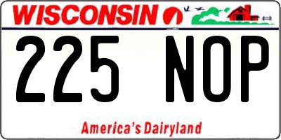 WI license plate 225NOP