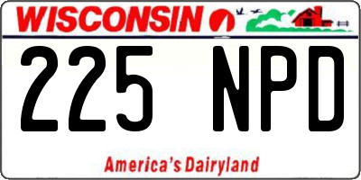 WI license plate 225NPD