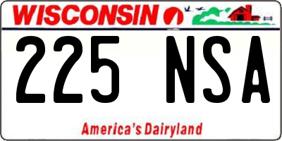 WI license plate 225NSA