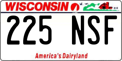 WI license plate 225NSF