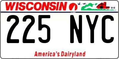 WI license plate 225NYC
