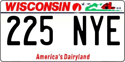 WI license plate 225NYE