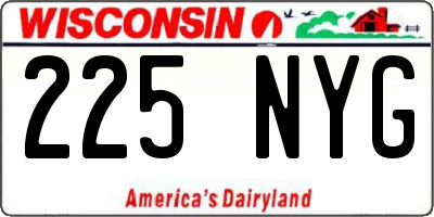 WI license plate 225NYG