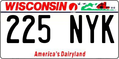 WI license plate 225NYK