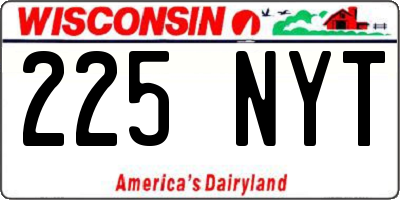 WI license plate 225NYT