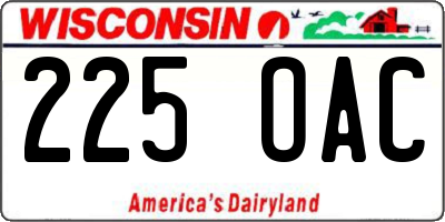 WI license plate 225OAC