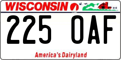 WI license plate 225OAF