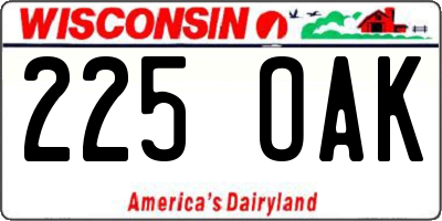 WI license plate 225OAK