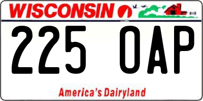WI license plate 225OAP