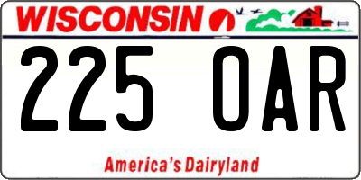 WI license plate 225OAR