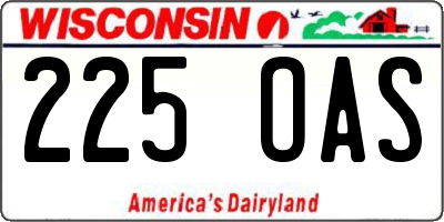 WI license plate 225OAS