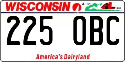 WI license plate 225OBC