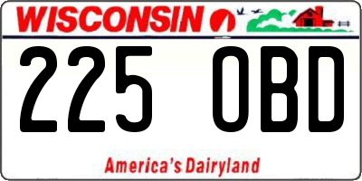 WI license plate 225OBD