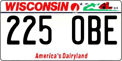 WI license plate 225OBE