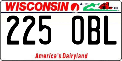 WI license plate 225OBL