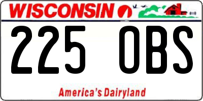 WI license plate 225OBS