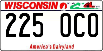 WI license plate 225OCO