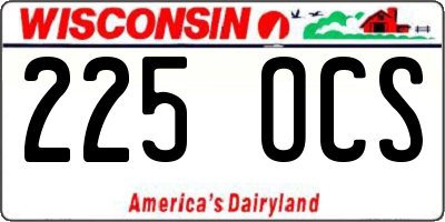 WI license plate 225OCS