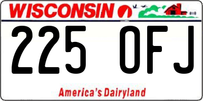 WI license plate 225OFJ