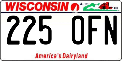 WI license plate 225OFN