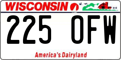 WI license plate 225OFW