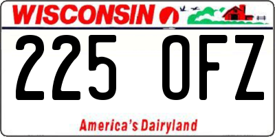 WI license plate 225OFZ