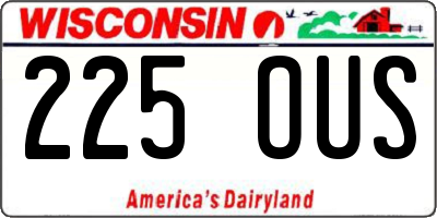 WI license plate 225OUS