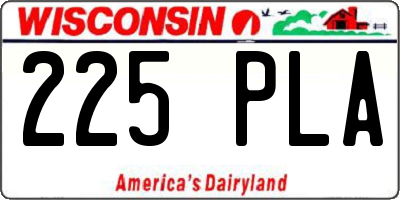 WI license plate 225PLA
