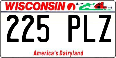 WI license plate 225PLZ