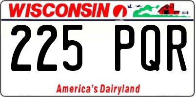 WI license plate 225PQR