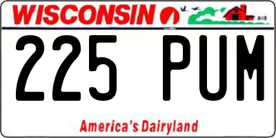 WI license plate 225PUM