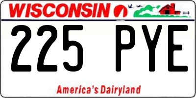 WI license plate 225PYE