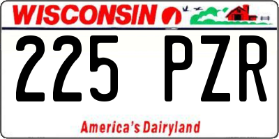 WI license plate 225PZR