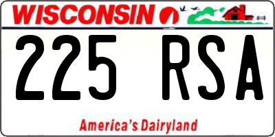 WI license plate 225RSA