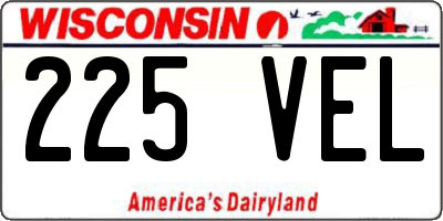 WI license plate 225VEL