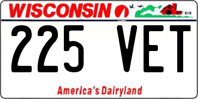WI license plate 225VET