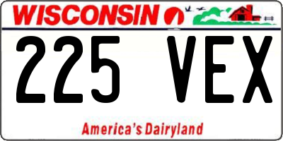 WI license plate 225VEX
