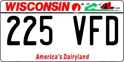 WI license plate 225VFD