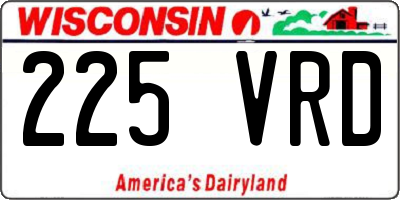 WI license plate 225VRD