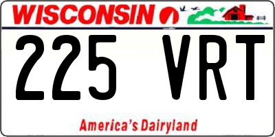 WI license plate 225VRT