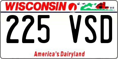 WI license plate 225VSD