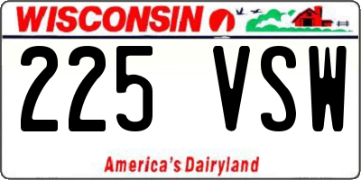 WI license plate 225VSW