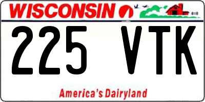 WI license plate 225VTK