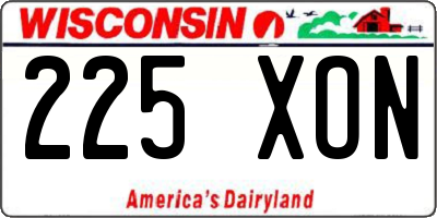 WI license plate 225XON