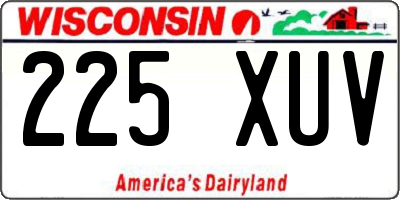 WI license plate 225XUV