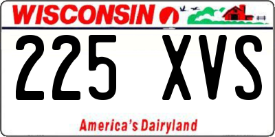 WI license plate 225XVS
