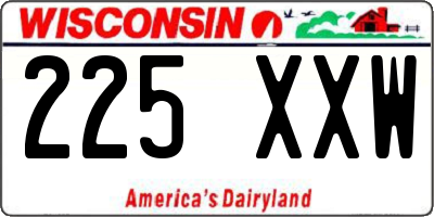 WI license plate 225XXW