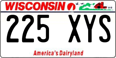 WI license plate 225XYS